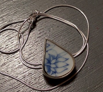 Made at a workshop in Red Houss, silver with beach pottery