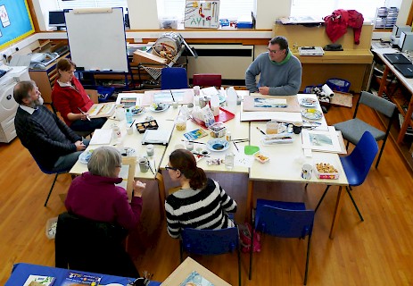 A small group watercolour workshop in Yell